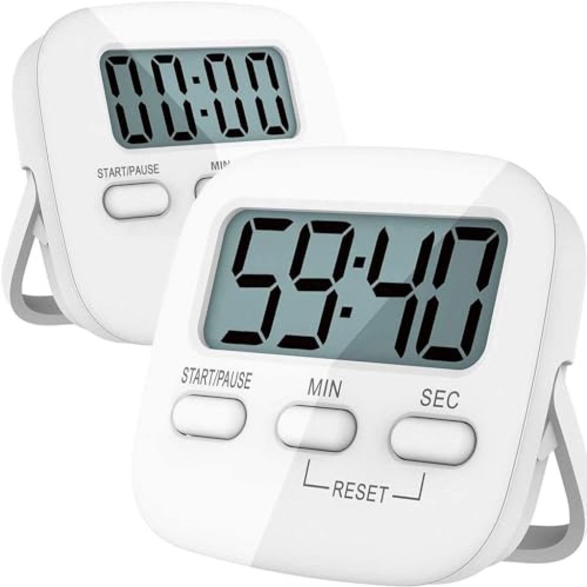 Set van 2 digitale kookwekkers – Magnetische afteltimers met luid alarm en LCD-display – Ideaal voor koken, bakken, sporten en studeren (inclusief batterijen)