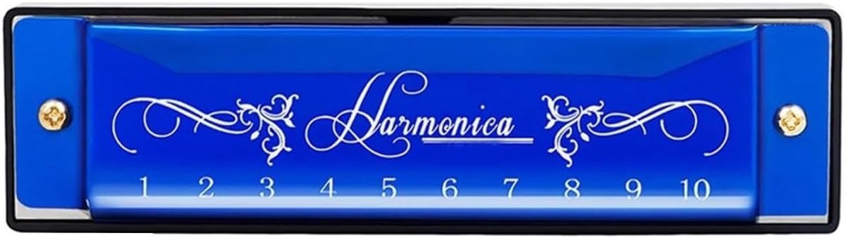 Mondharmonica - 10 Gaten Instrument - Muziek Leren - Soepele Luchtstroom - 10.4cm Lengte - Blauw
