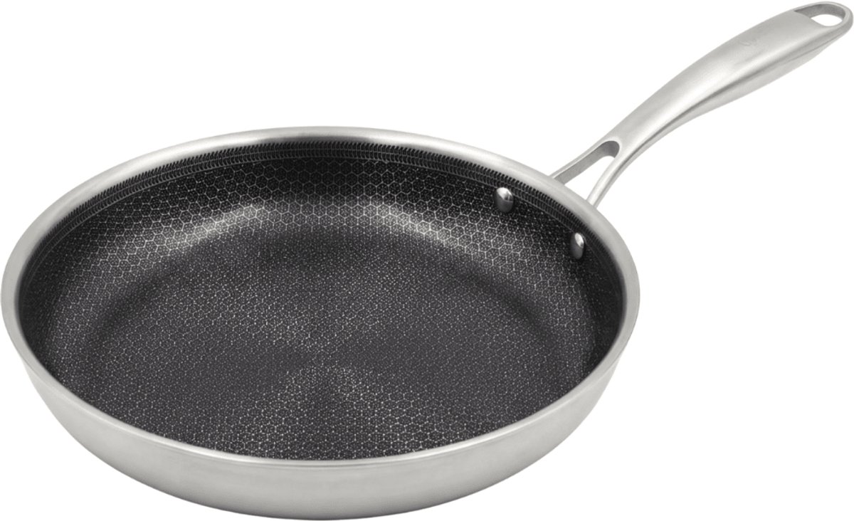 Safecourt Kitchen Hybride koekenpan - Ø 24 cm Pan - Inductie, Elektrisch, Keramisch & Gas - PFAS & PTFE vrij - Honingraat