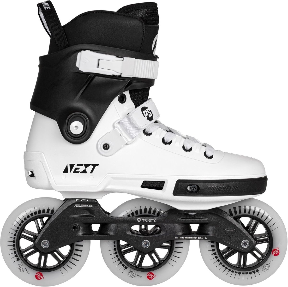 Inline Skates - Skeelers - Snel Skaten - Trinity Montagesysteem - 110mm Wielen - Zwart Wit
