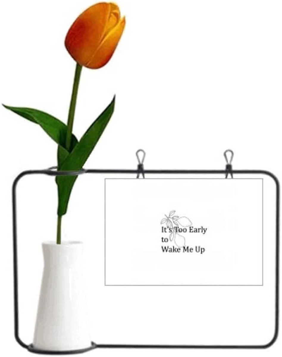 Decoratieve Vaas Set - Kunstbloemen Kaart - Woonkamer Decoratie - Inclusief Fotolijst - 25x17cm Frame - Meerkleurig