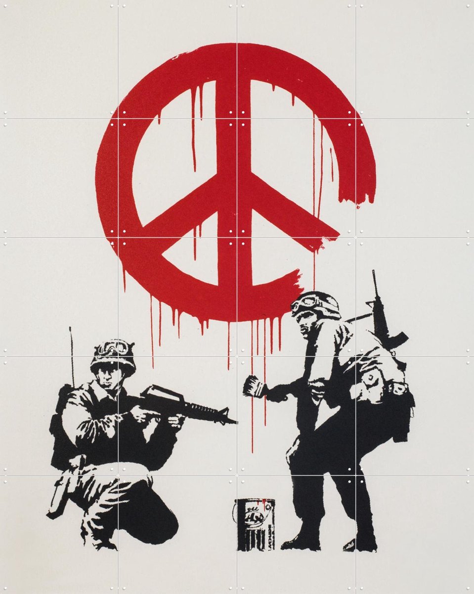IXXI CND Soldiers, Banksy - 80 x 100 cm - Gratis ophangtool - Grote wanddecoratie en posters - Pop art, Street art, Modern, Illustraties, Mancave