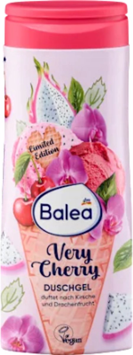 Balea Douchegel Very Cherry | 1x 300 ml - Kers & Drakenfruit | Een vleugje Zomer - Zomer Limited Edition
