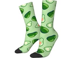 Avocado Sportsokken - Halfhoge Sokken - Wielrennen Hardlopen - Vochtafvoerend Geurloos - UK 4-9 - Groen Patroon