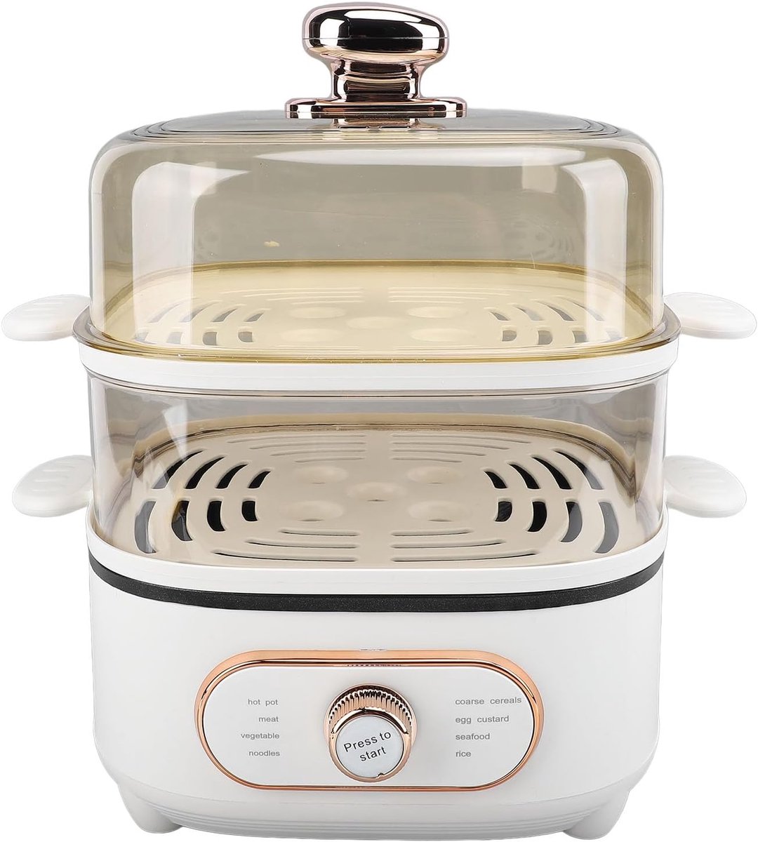 Elektrische Stoompan - Multicooker Kookpot - Gezond Koken - Dubbele Laag Stapelbaar - 10.5 Liter Capaciteit - Wit