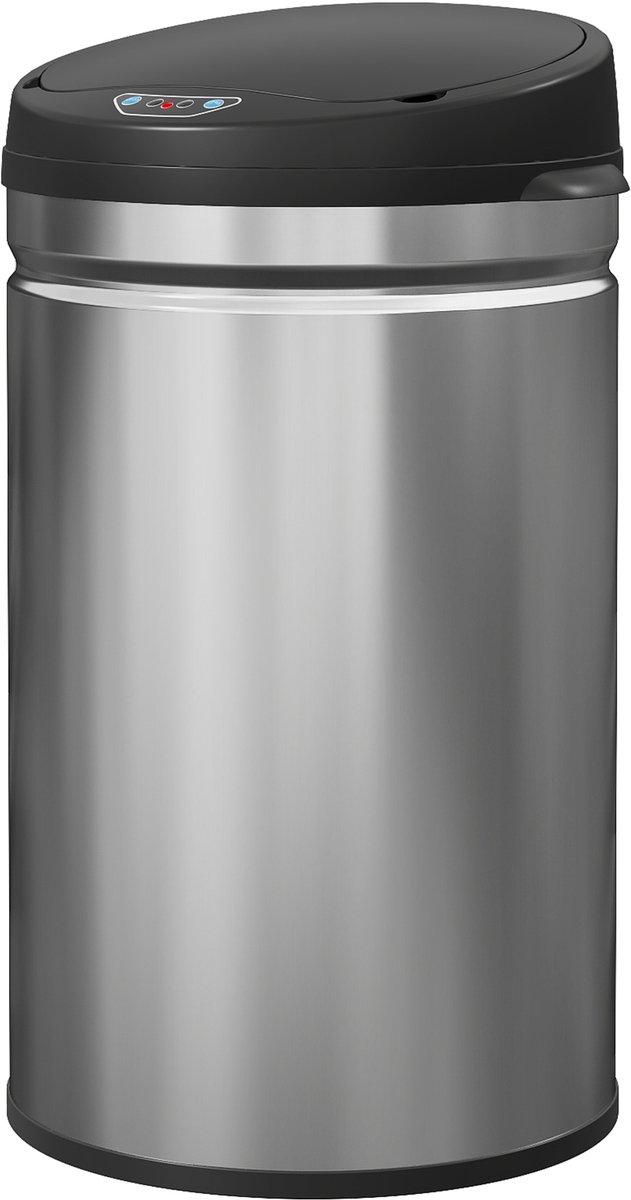 Killogood Sensorbediende afvalbak van 30 liter met softclose-functie - contactloos roestvrij staal - geschikt voor hygiënische keukens.