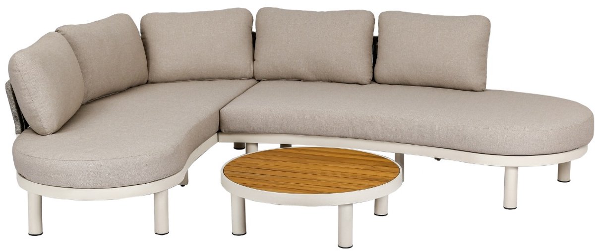 DÉJA Living Loungeset Catalina - Beige/Teak Hout - 191x180x61cm