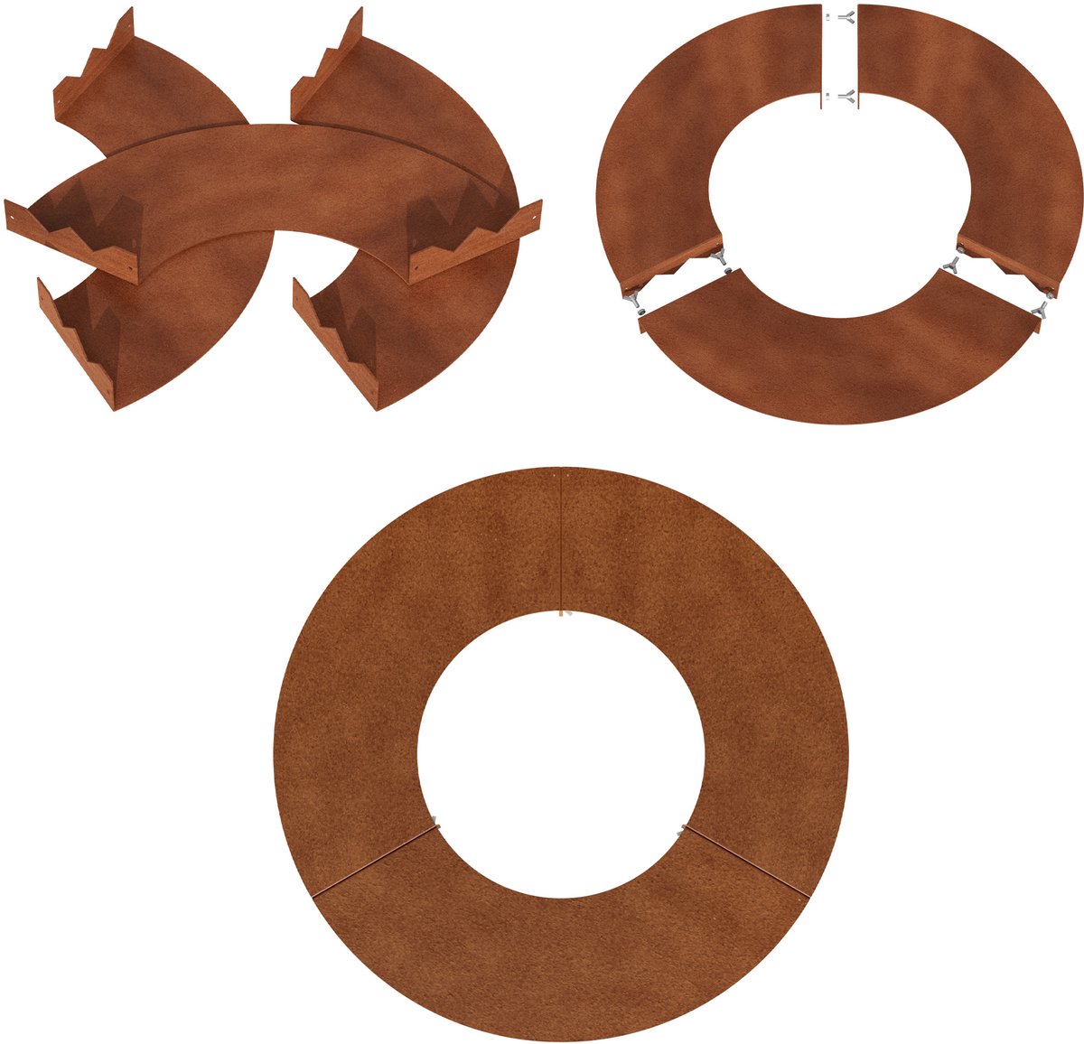 Roestkleur Boomringen, Gazonranden van Weerbestendig Staal, Eenvoudig te Installeren Bloembedranden, DIY Tuin Gazonpalen Binnendiameter 60cm / Buitendiameter 90cm, NAIZY