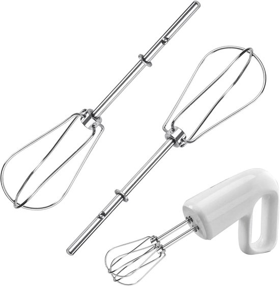 Handmixer Kloppers - Mixer Hulpstukken - Beslag Maken - Roestvrij Staal - 18cm Lengte - Wit van Merkloos — afbeelding 4