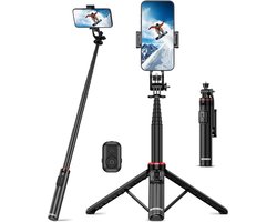 Trépied perche à selfie pour téléphone - Télécommande sans fil en aluminium extensible - Noir - 51" - 1 pièce