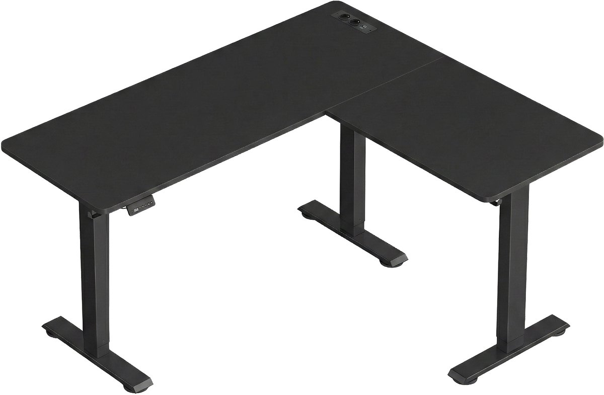 VASAGLE - Bureau - Zit Sta Bureau - Elektrisch - L-vormig Hoekbureau - Met Oplaadstation