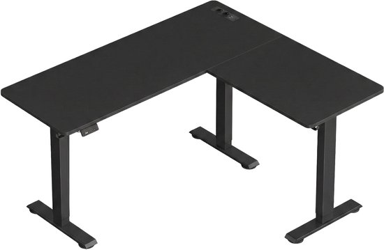 VASAGLE LSD264BZ01 - L-vormig Hoekbureau - In Hoogte Verstelbaar - Met Oplaadstation