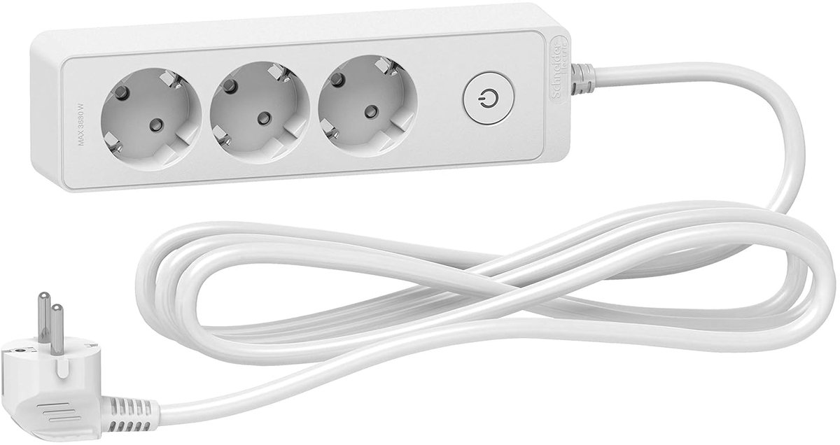 Meervoudige stekkerdoos - Stroomverdeler - Thuisgebruik - Hoekige stopcontacten - 3 meter kabel - Wit