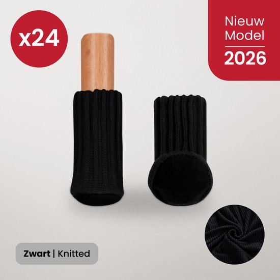 BankhoesDiscounter Stoelpoot Beschermers – Vloerbeschermers - Stoel Sokken – Stoelpoot Doppen – Vloerbeschermer - 20-60mm – Zwart – 24 Stuks