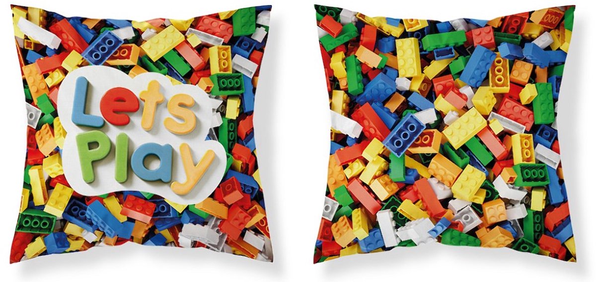 Detexpol Kids Series - Kinderkussensloop - 40x40 cm - Pastelkleurig - Met Rits