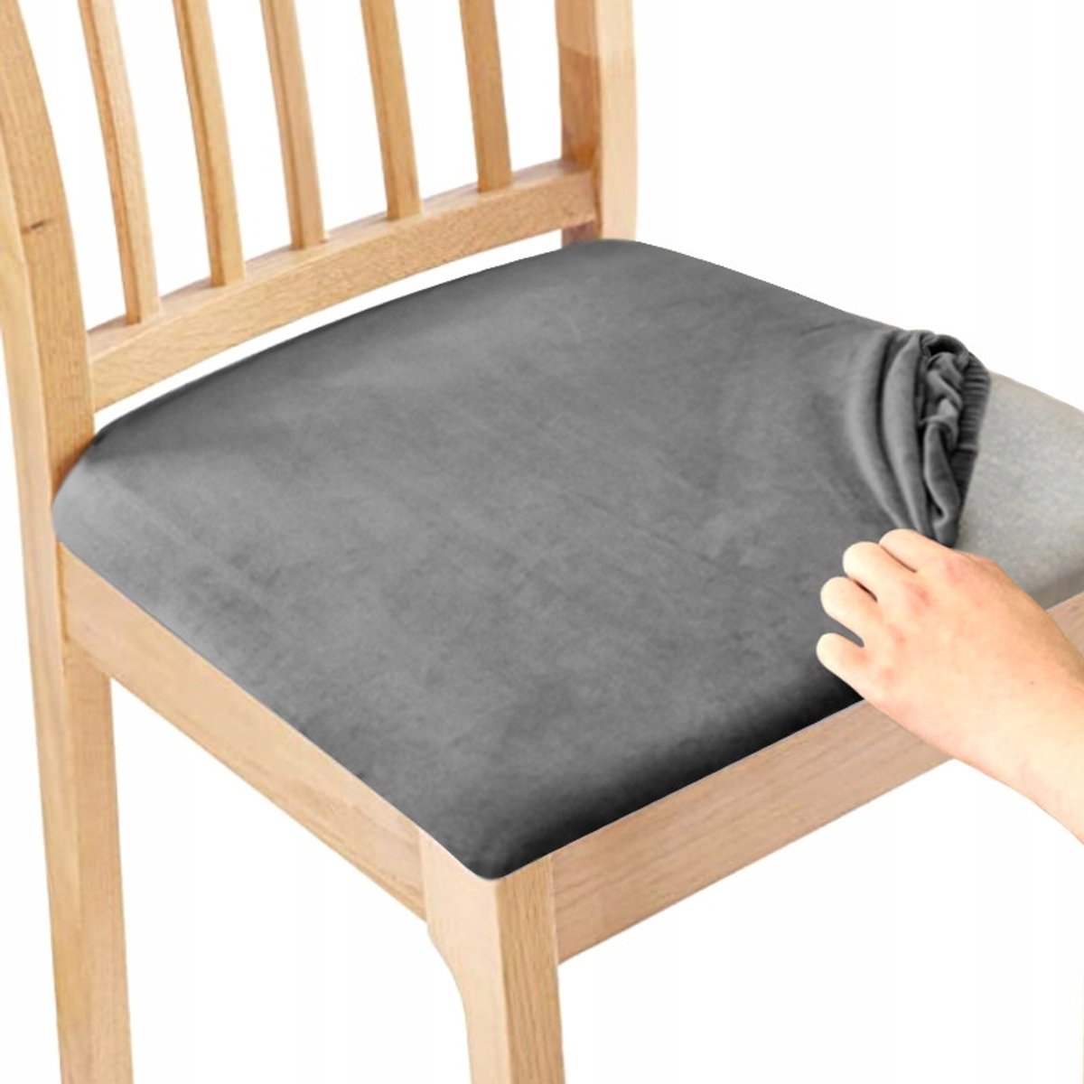 Ubieramy-meble 26L - Stoelzitkussen - 40x40cm - Grijs - Elastisch Fluweel