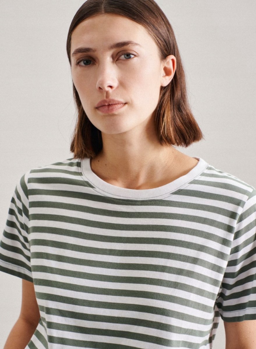 Seidensticker Pyjamashirt - Groen - Streep - Katoen
