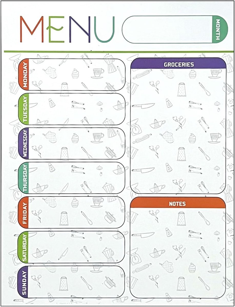 Koelkast Planner - Wekelijkse Schema - Huishouden Organiseren - Magnetisch Droog Wissen - 28 x 21 cm - Meerkleurig