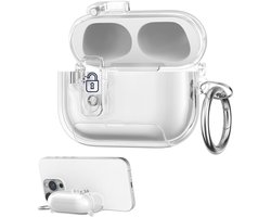 kwmobile Transparante hoofdtelefooncase voor Apple Airpods Pro 3 hoes - Headphones TPU cover met standaardfunctie en veiligheidsvergrendeling - transparant