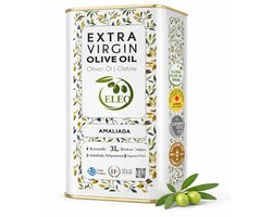 ELEO Olijfolie 3 liter Extra Vierge Amaliada – Zuurgraad <0,5% – 100% Koroneiki – Eerste Koude Persing – Delicaat & Rijk aan Antioxidanten – Internationale Medaille Winnaar