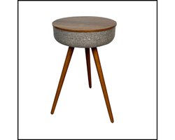 Ronde Salontafel Met Draadloos Opladen - Bluetooth Speaker Tafel - Multifunctionele Bijzettafel - USB Oplader - Modern Design