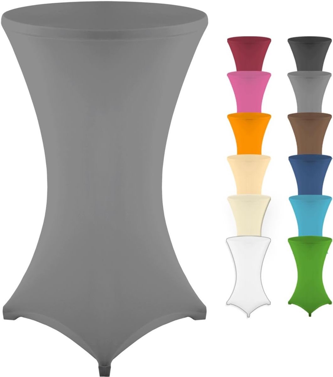 Statafel Hoes - Stretch Tafelkleed - Feestelijke Decoratie - Versterkte Voetzone - Ø 80-85 cm - Antraciet