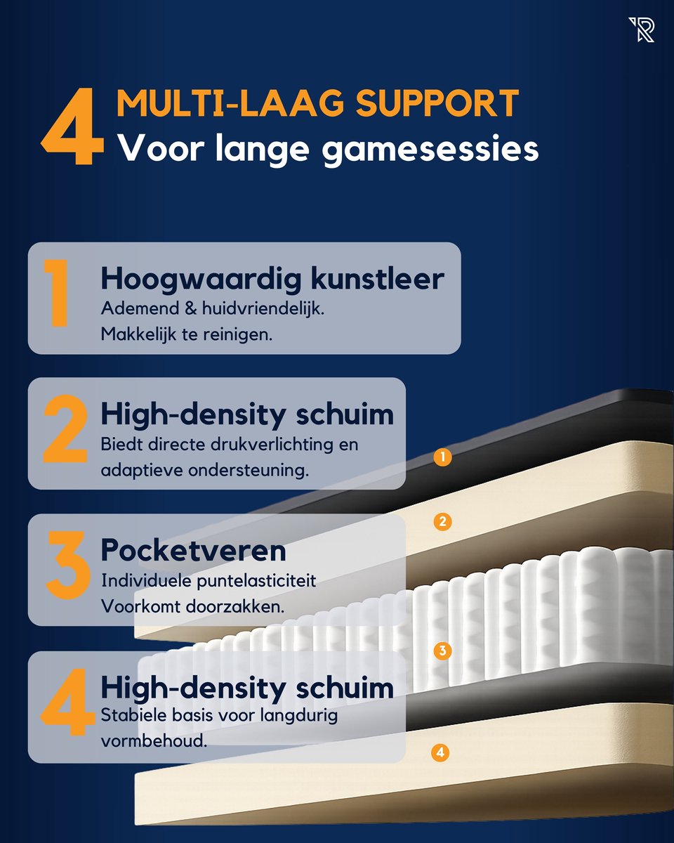 Ranqer Felix Gamestoel Ergonomisch Zwart/Rood - afbeelding 2