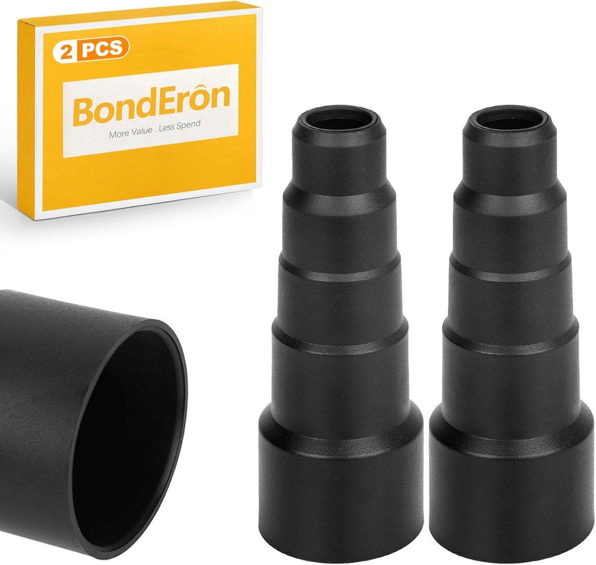 Universele Adapter - Slang Verloopstuk - Stofafzuiging Werkplaats - Flexibel Rubber Materiaal - 2 Stuks Set - Zwart