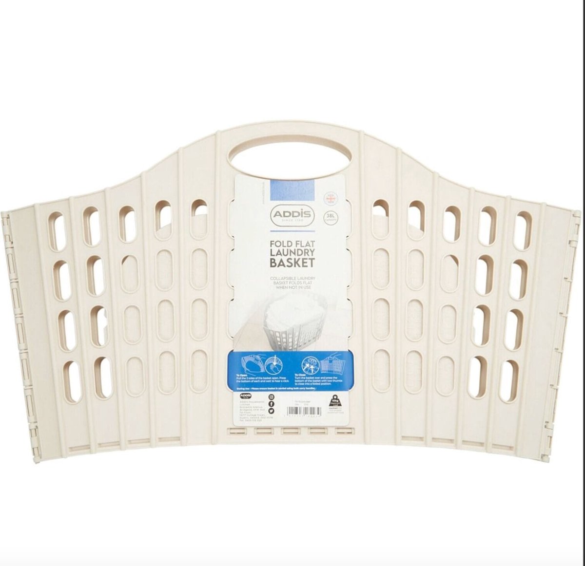 Addis - Wasmand opvouwbaar - inklapbaar - ruimtebesparend - 38L - beige