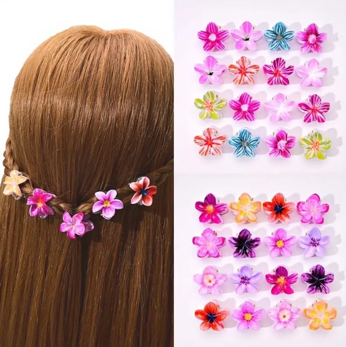Bloem Haarspelden - Bloem Clips - Haar Styling - Set van 8 stuks - 24 cm - Meerkleurig