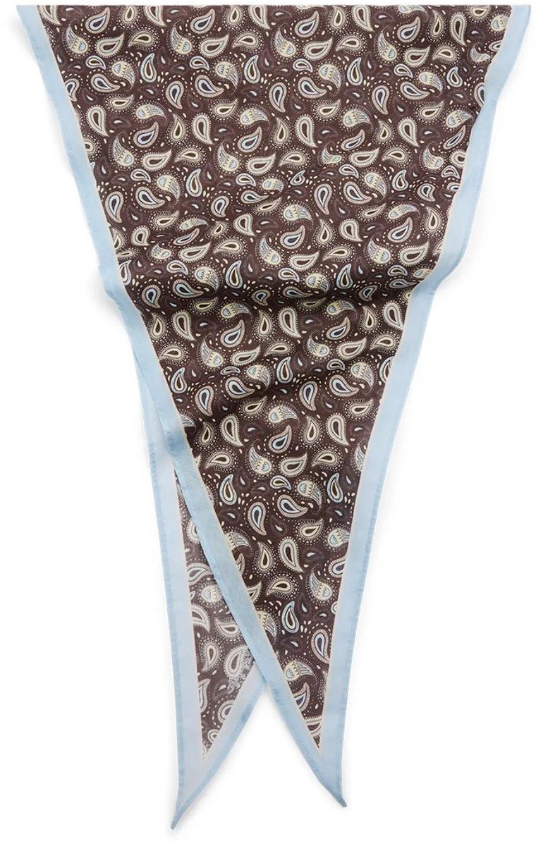 Manfield - Dames - Bruin sjaaltje met wit en blauwe details - Maat 1
