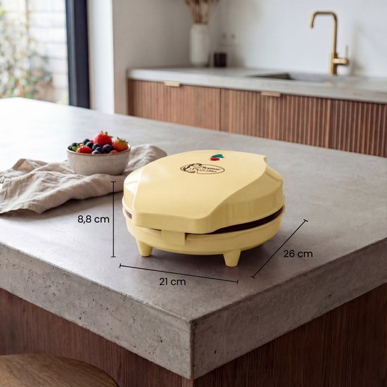Bestron Wafelijzer - ASW217V - 700W - 5 hartvormige wafels - Anti aanbaklaag - Geel - 5 jaar garantie van Bestron — afbeelding 3