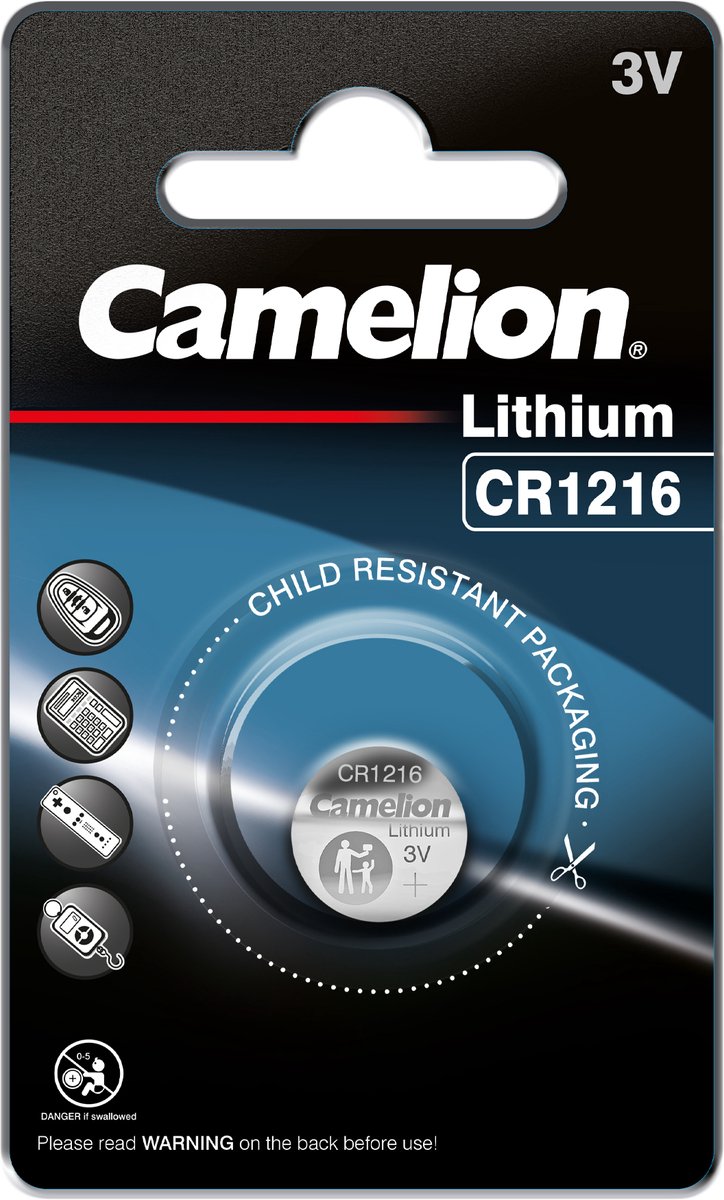 Camelion CR1216 Lithium Knoopcelbatterij – 3V – 25mAh – 1 Stuk