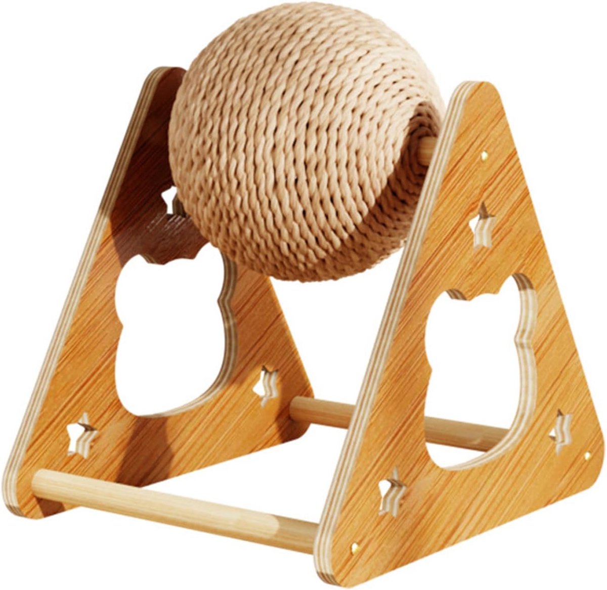 Kattenkrabwiel - Krabplank Kat - Binnen Spelen - Houten Frame - 28x25x17 cm - Meerkleurig
