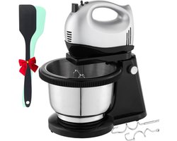 SAVI® Mixer met mengkom - Mixer - Mixer met mengkom keukenmachine - Zilver/Grijs- 24cmx 31cm x 20cm