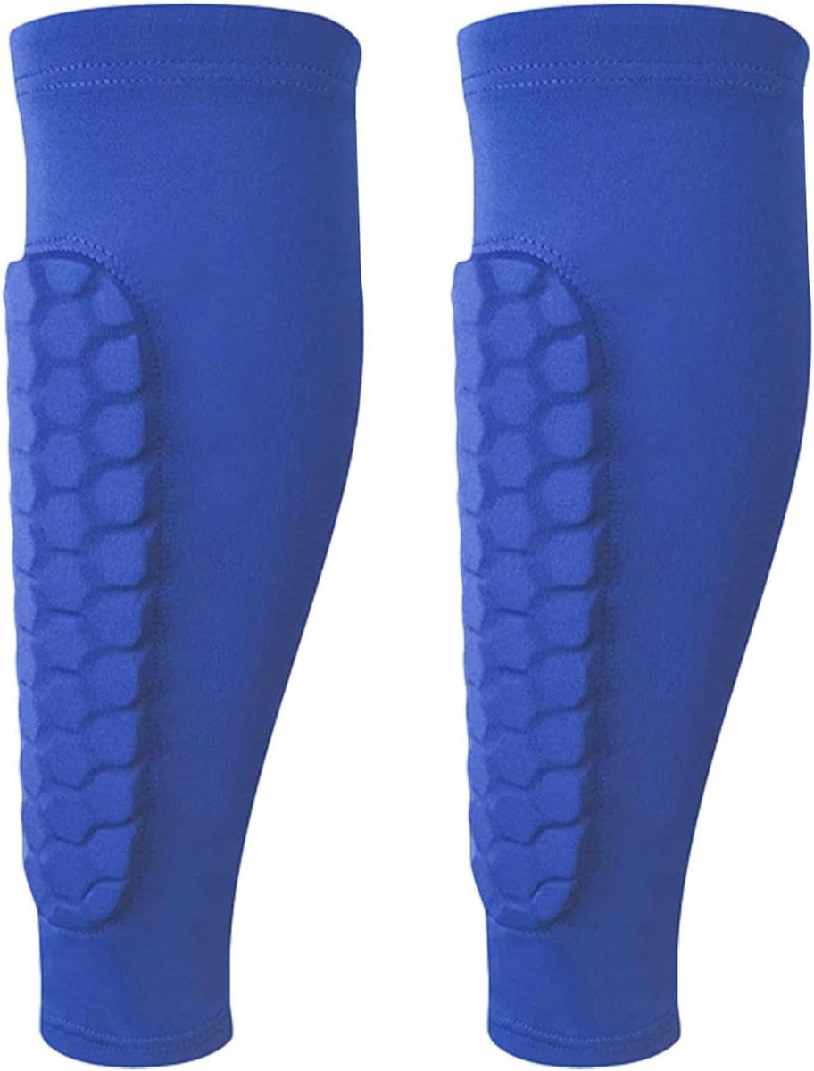 Scheenbeschermers Voetbal - Kuitbescherming - Sport Bescherming - Honingraat Ontwerp - M L XL - Blauw