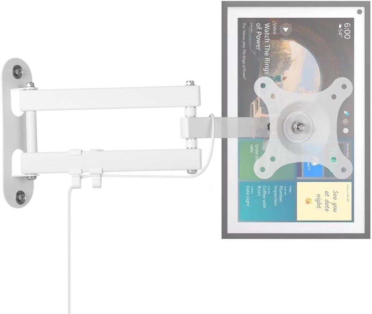 Wandbeugel - Monitorhouder - Ruimtebesparend Ophangen - Verstelbare Arm - 15-28 Inch - Wit