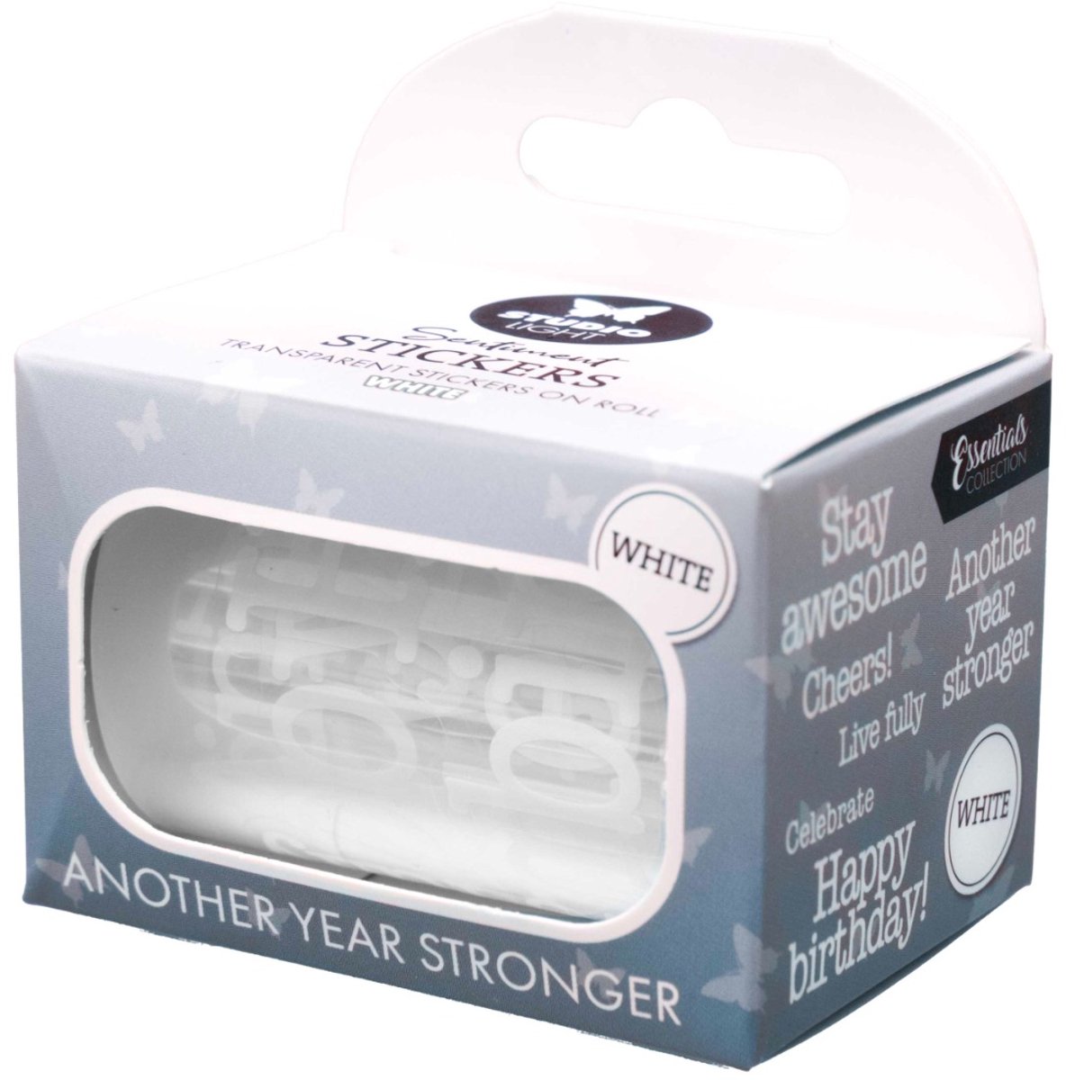 Clear stickers white - Another year stronger - Essentials nr. 77