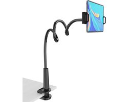 Tabletstandaard met flexibele arm - Lange arm - Telefoonstandaard - Gameconsolestandaard - 80 cm - Voor het bekijken van tablets en telefoons - Zwart