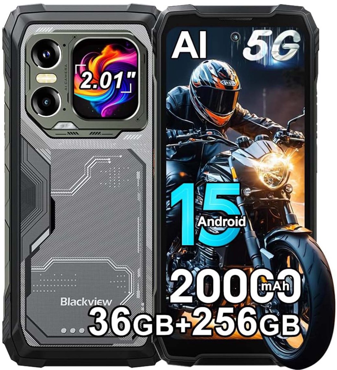 Blackview XPLORE 1 Robuuste Smartphone 5G - 36GB RAM - 256GB ROM - 20000mAh - 6.78 inch Robuuste Telefoon - Android 15 - 64MP+50MP Camera - IP68/IP69K - NFC - OTG - GPS - Zwart