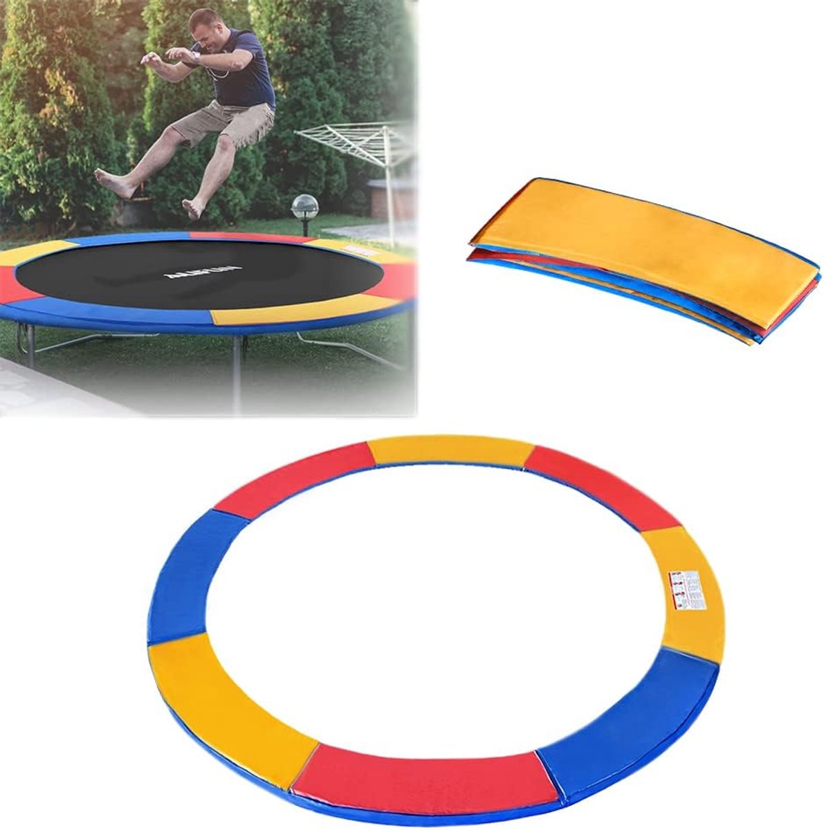 Trampoline randafdekking - Veiligheidsmat veermat - Veilig springen - UV-bestendig scheurvast - Ø 305cm - Gekleurd
