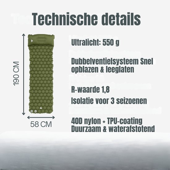 SAVI® Luchtbed met Ingebouwde Pomp - Luchtbed met Pomp - Luchtbed - 12cm Dik - Groen - 190cm x 58cm x 5cm van Merkloos — afbeelding 4