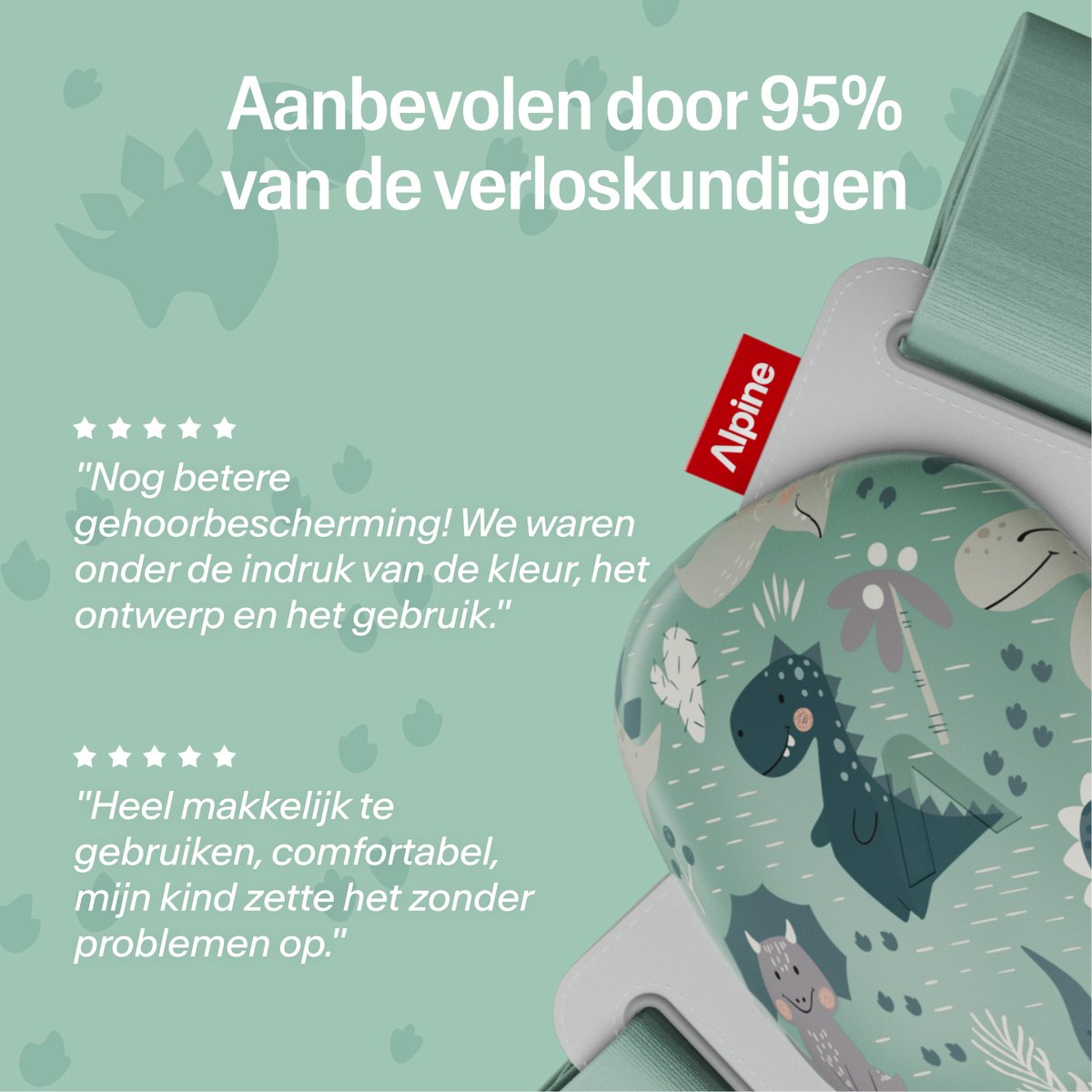 Alpine Muffy Baby Comfort (12-48 Maanden) - CE & ANSI Gecertificeerde Koptelefoon Baby - Verstelbare Gehoorbescherming Baby en Kinderen - Unieke Hoofdband voor Veilige & Comfortabele Pasvorm - 24 dB Demping - Happy Dinos – foto 4