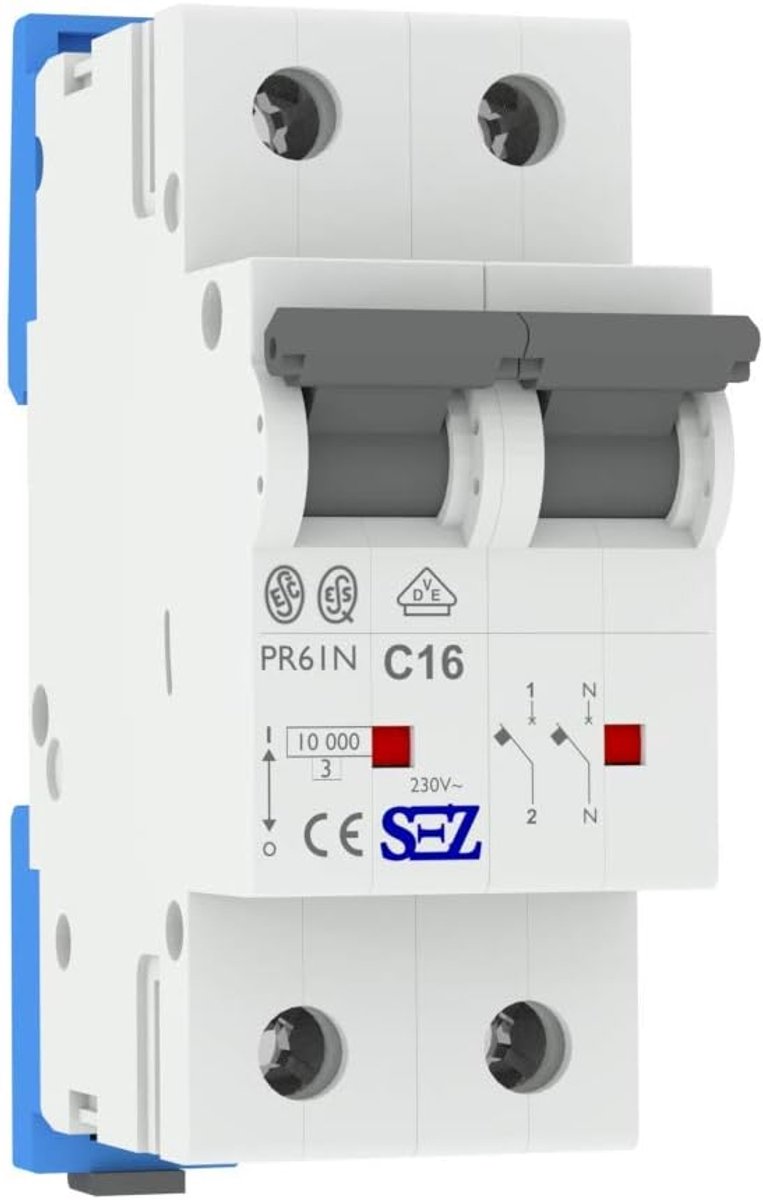 Stroomonderbreker - Zekeringautomaat - Elektrische Beveiliging - 10kA Schakelvermogen - 1P+N - Grijs