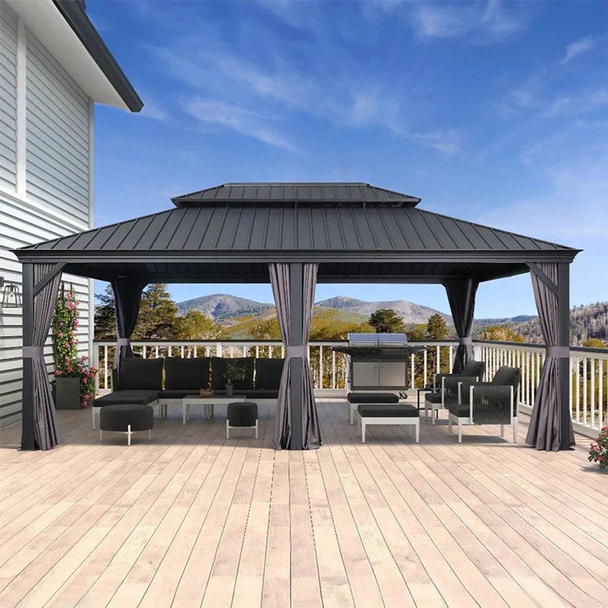 Purple Leaf Hardtop pavillon 6 x 4,25 m - gris luxe