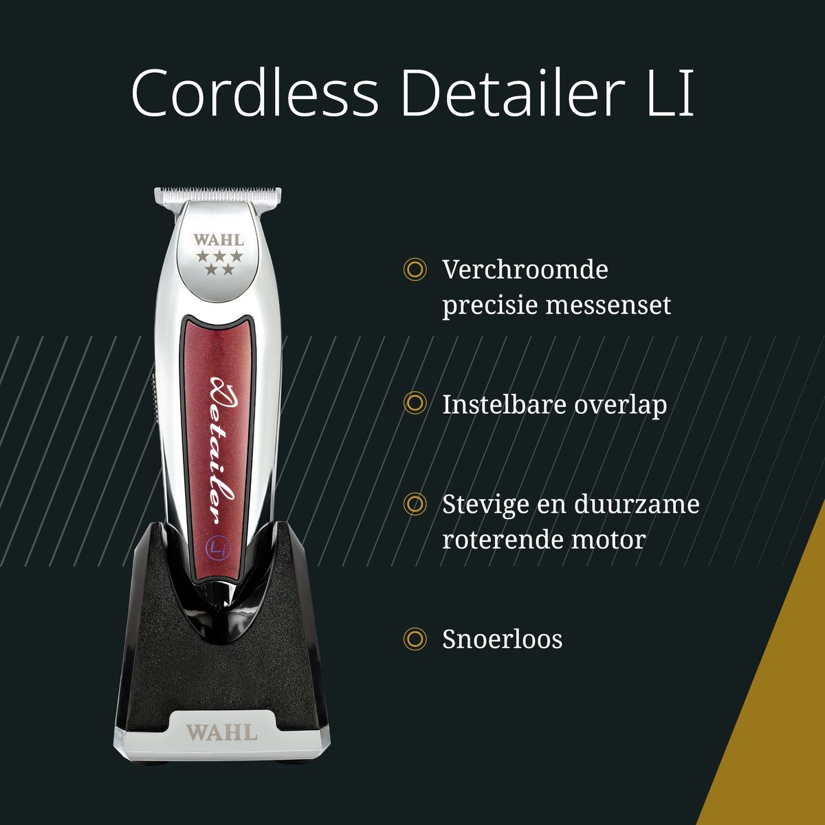 Wahl Draadloze Detailer LI Haartondeuse - Krachtige Tondeuse met Extra Breed T-Mes voor Randjes Lijnen en Detailwerk thumbnail 4