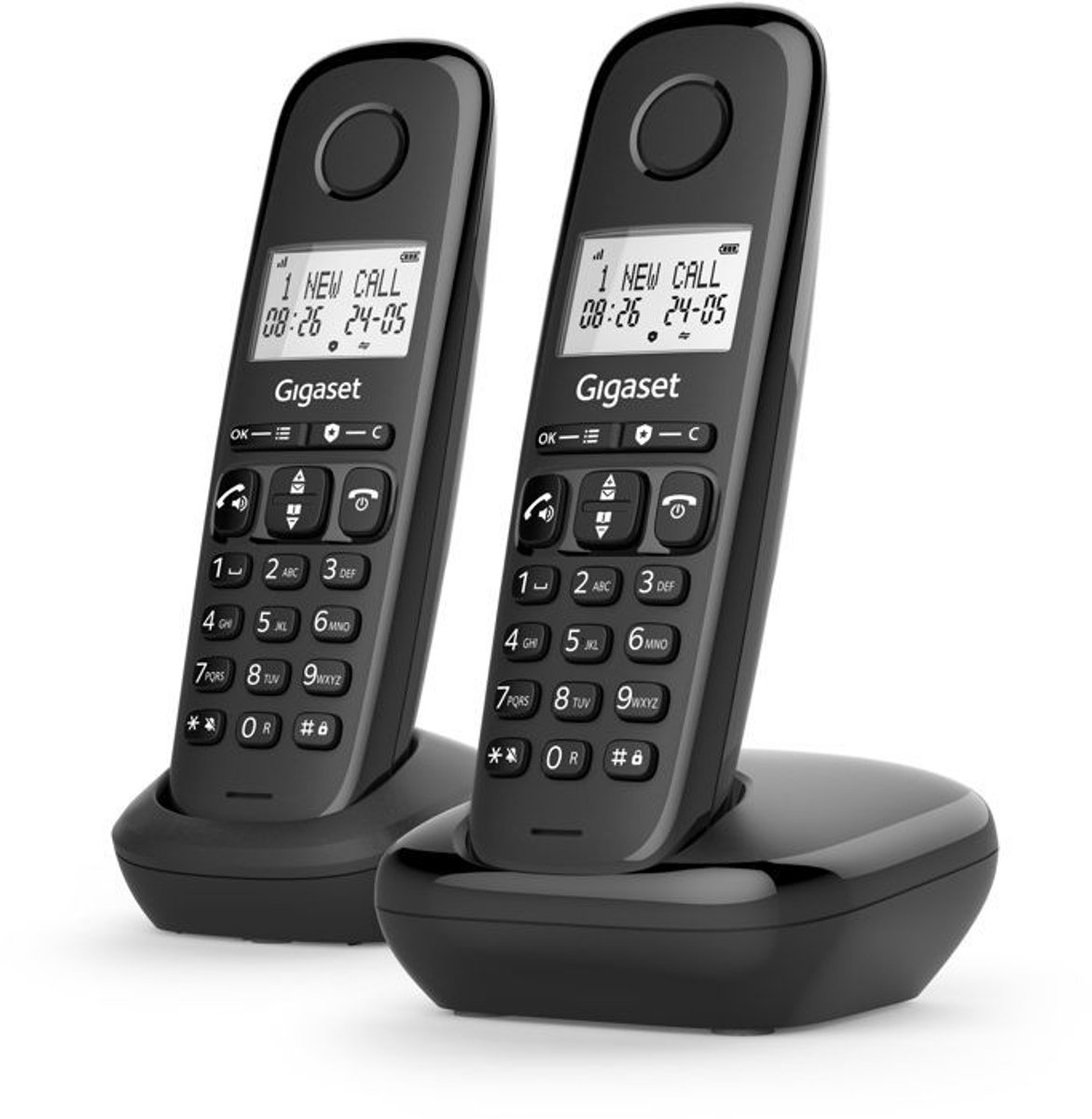 Vaste telefoon - GIGASET - Basic 100 Duo - Handsfree-modus - Scherm met achtergrondverlichting - Telefoonboek voor 50 contacten - Gespreksblokkering - Zwart