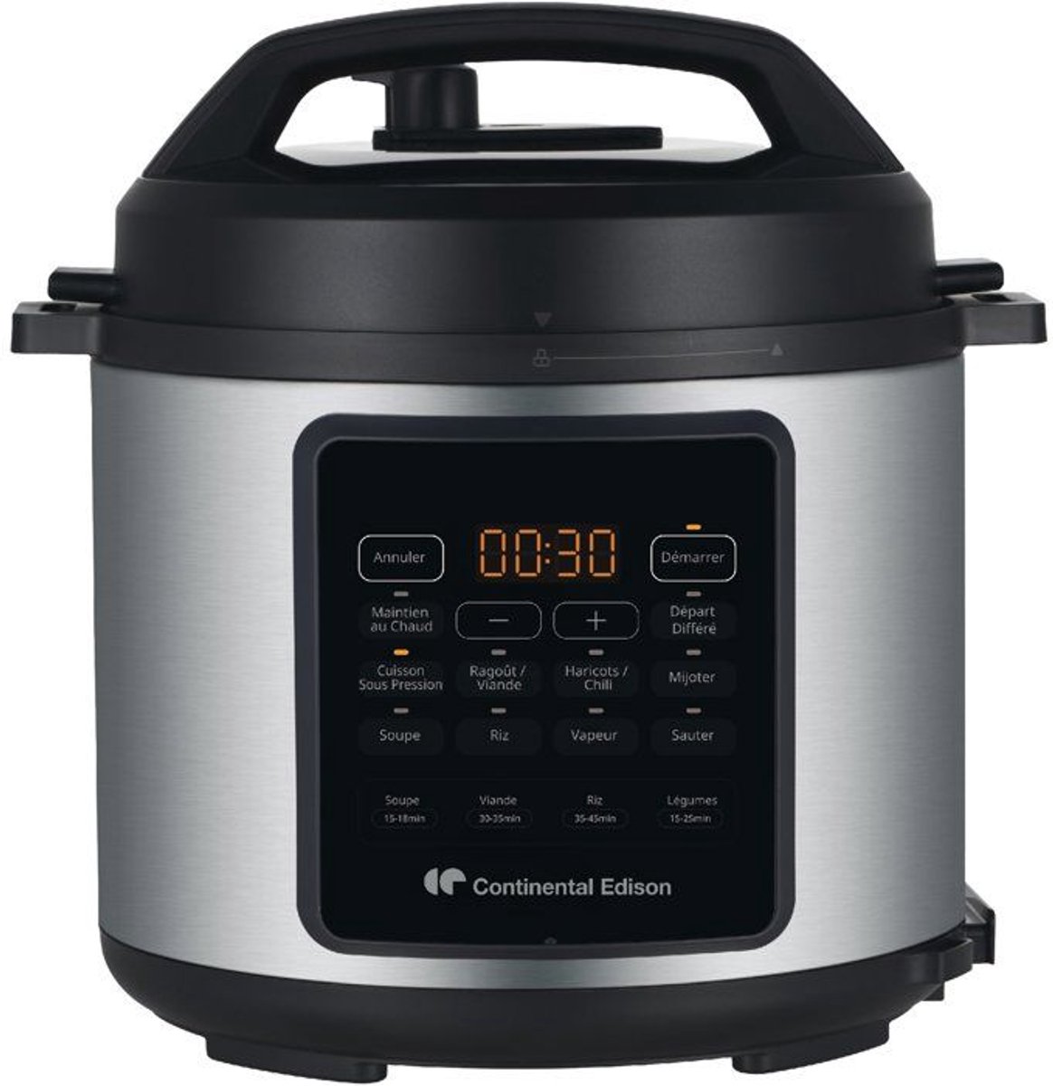 Continental Edison Multicooker snelkookpan CEMCSP10006L 6 L 1000 W Zwart en roestvrij staal