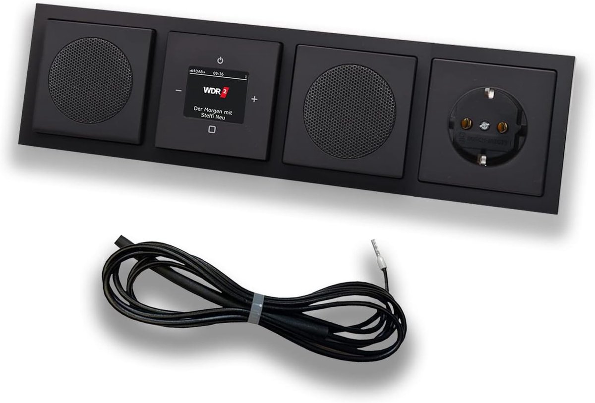Inbouwradio set - DAB+ radio - Muziek luisteren - Compleet met speakers - 5x5x5 cm - Mat zwart