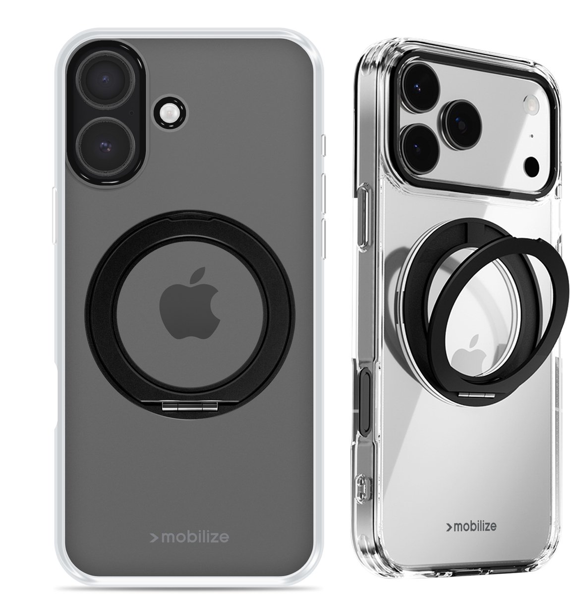 Mobilize Hoesje geschikt voor Apple iPhone 17 MagSafe Telefoonhoesje Hardcase | Mobilize 360 Rotating Ring Backcover met Ringhouder | Geschikt voor MagSafe | Geschikt voor Draadloos Opladen met Magnetische Ring | Geschikt voor MagSafe Case - Zwart